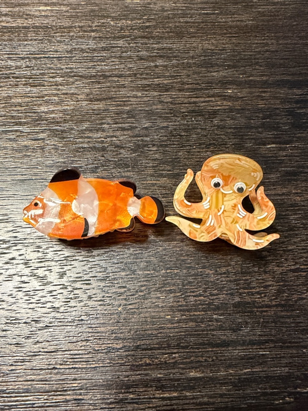Orange Octopus and Clownfish Hair Clips - Playful Ocean Set NWOT